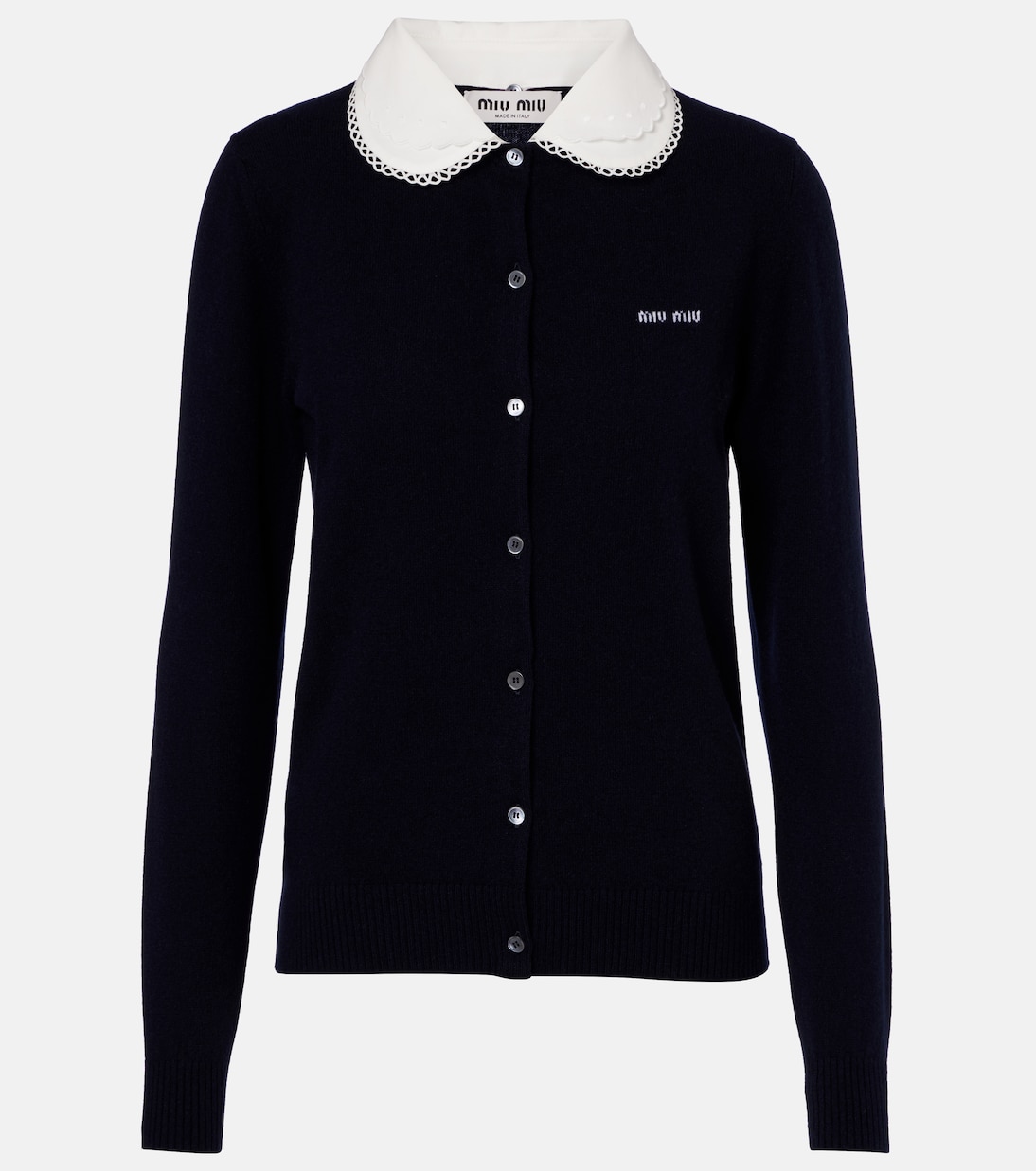 Cardigan in cashmere con logo | Miu Miu