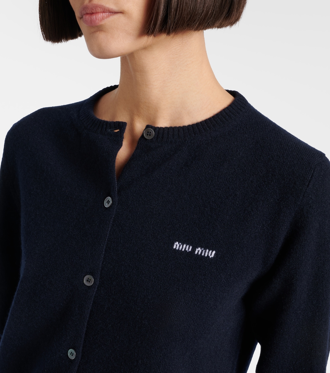 Cardigan in cashmere con logo | Miu Miu