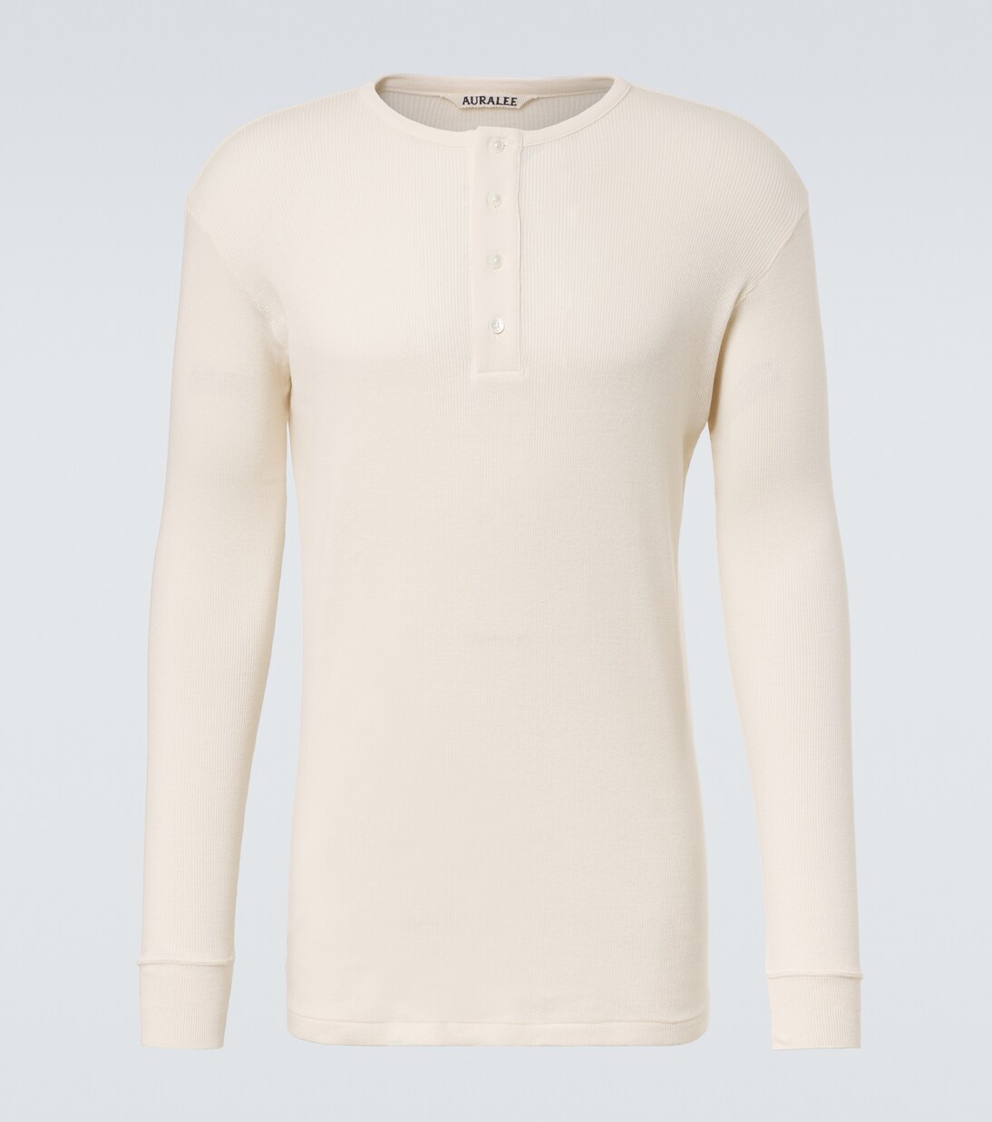 Ribbed-knit cotton Henley shirt | Auralee