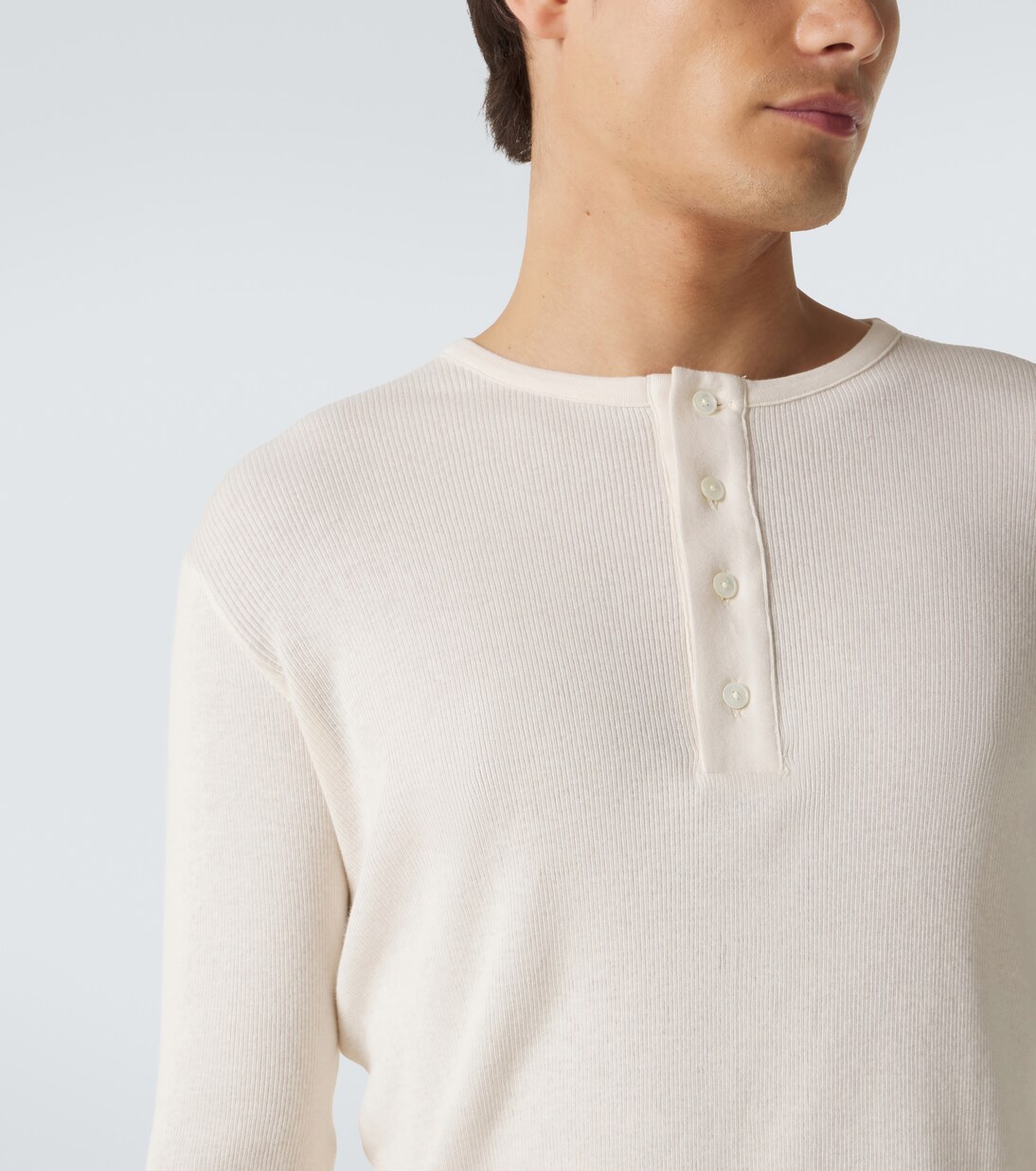 Ribbed-knit cotton Henley shirt | Auralee