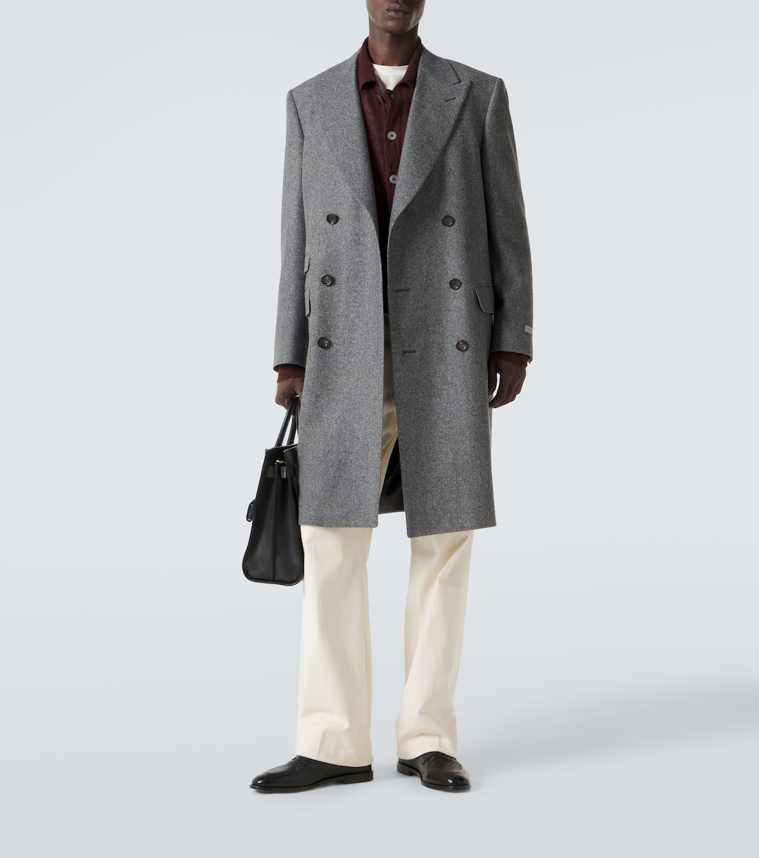 Double-breasted wool and silk coat | Canali