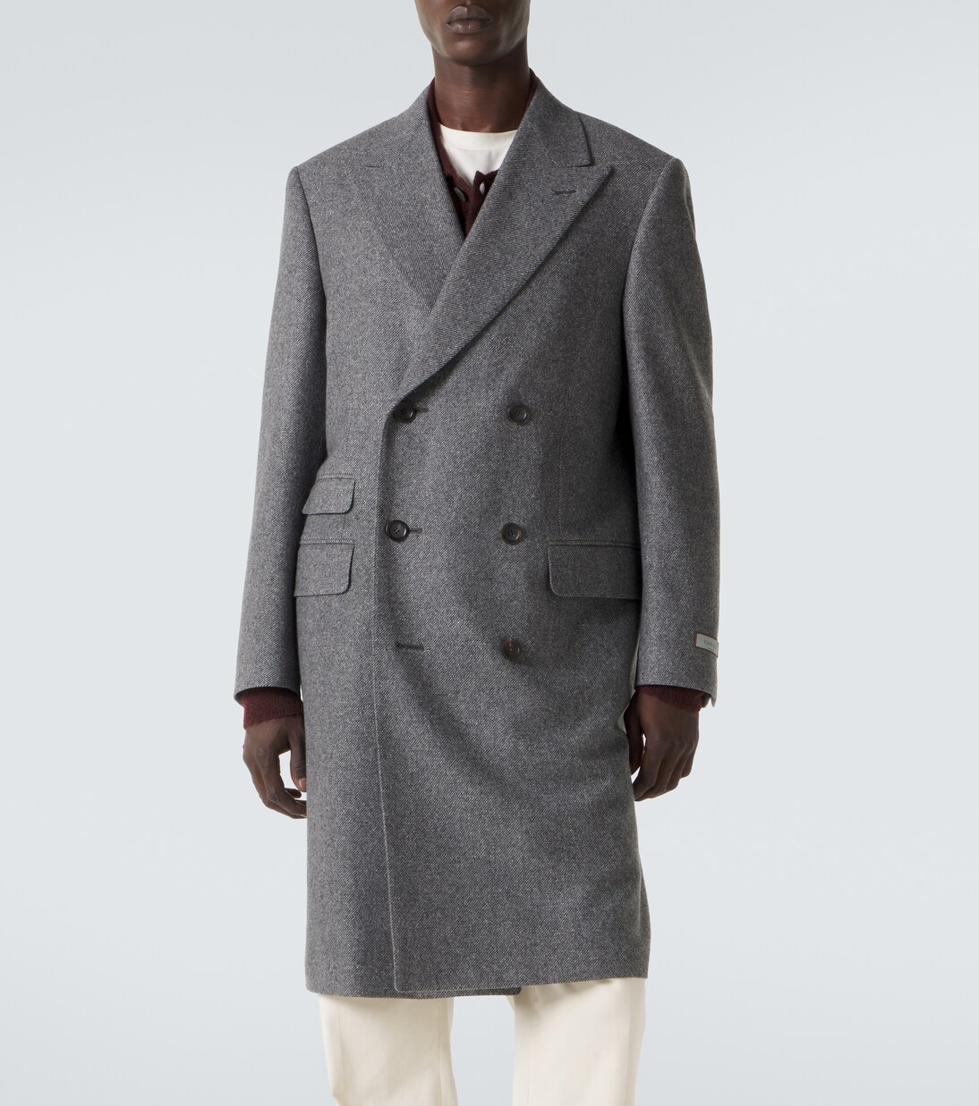 Double-breasted wool and silk coat | Canali