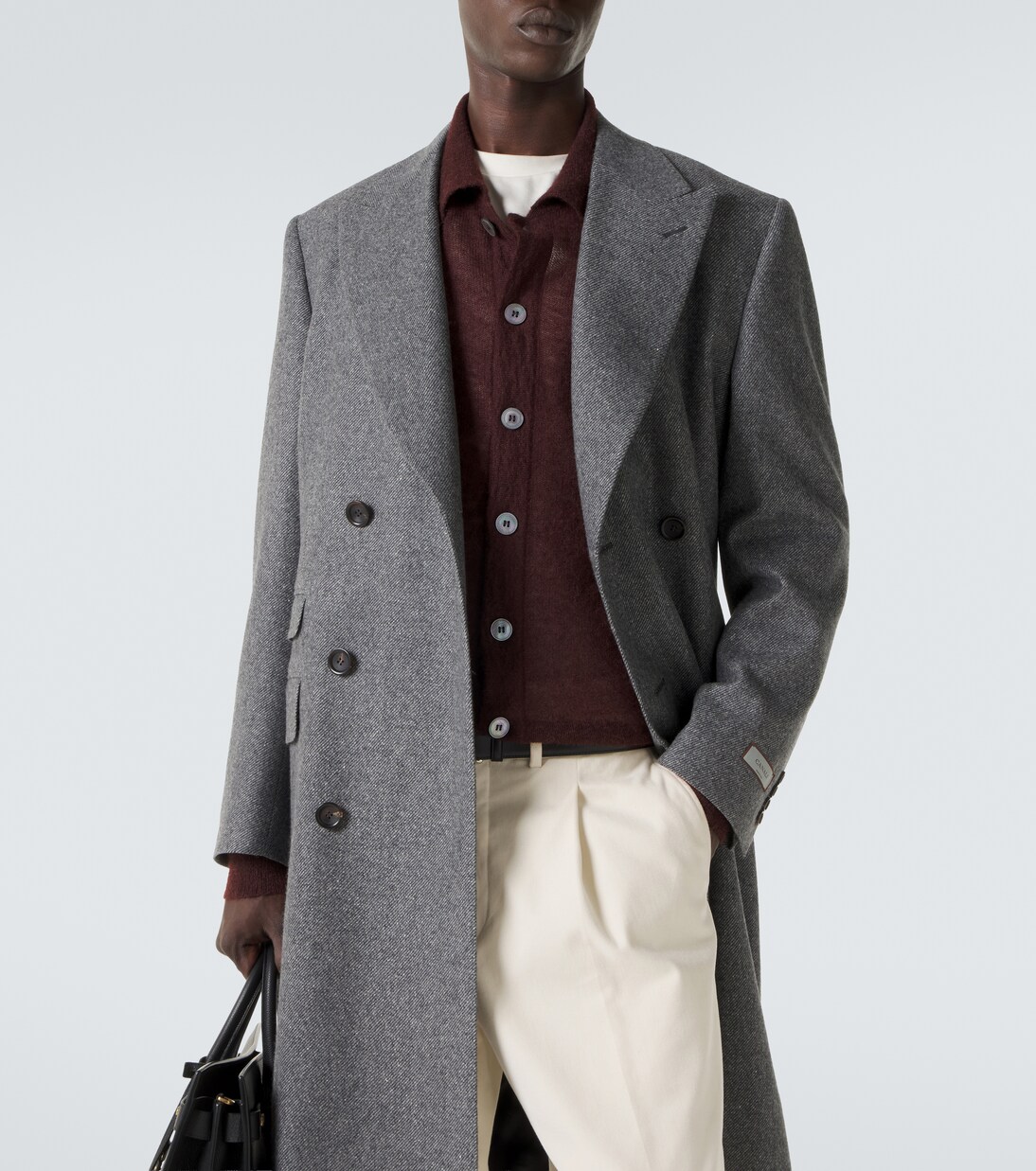 Double-breasted wool and silk coat | Canali