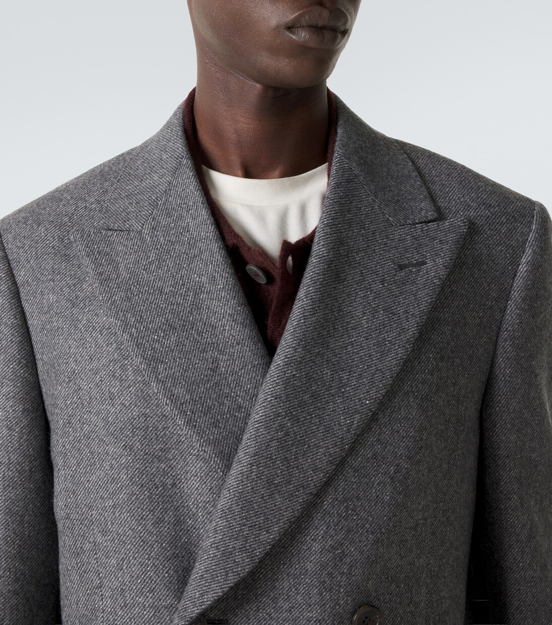 Double-breasted wool and silk coat | Canali