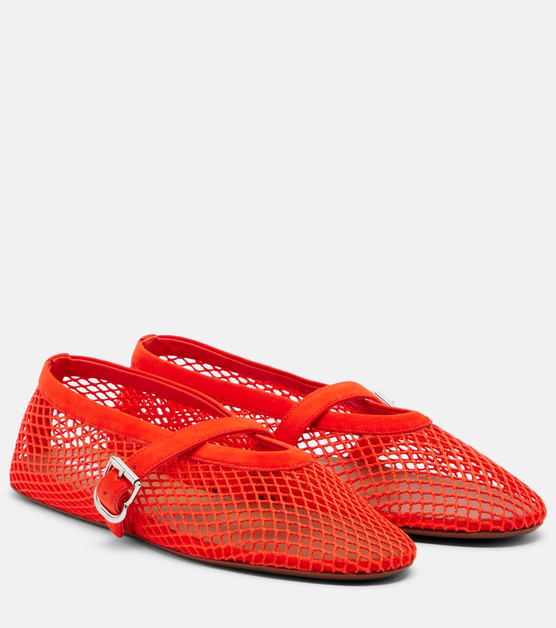 Fishnet leather-trimmed Mary Jane flats | Alaïa