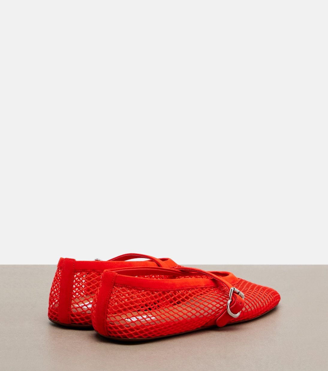 Fishnet leather-trimmed Mary Jane flats | Alaïa