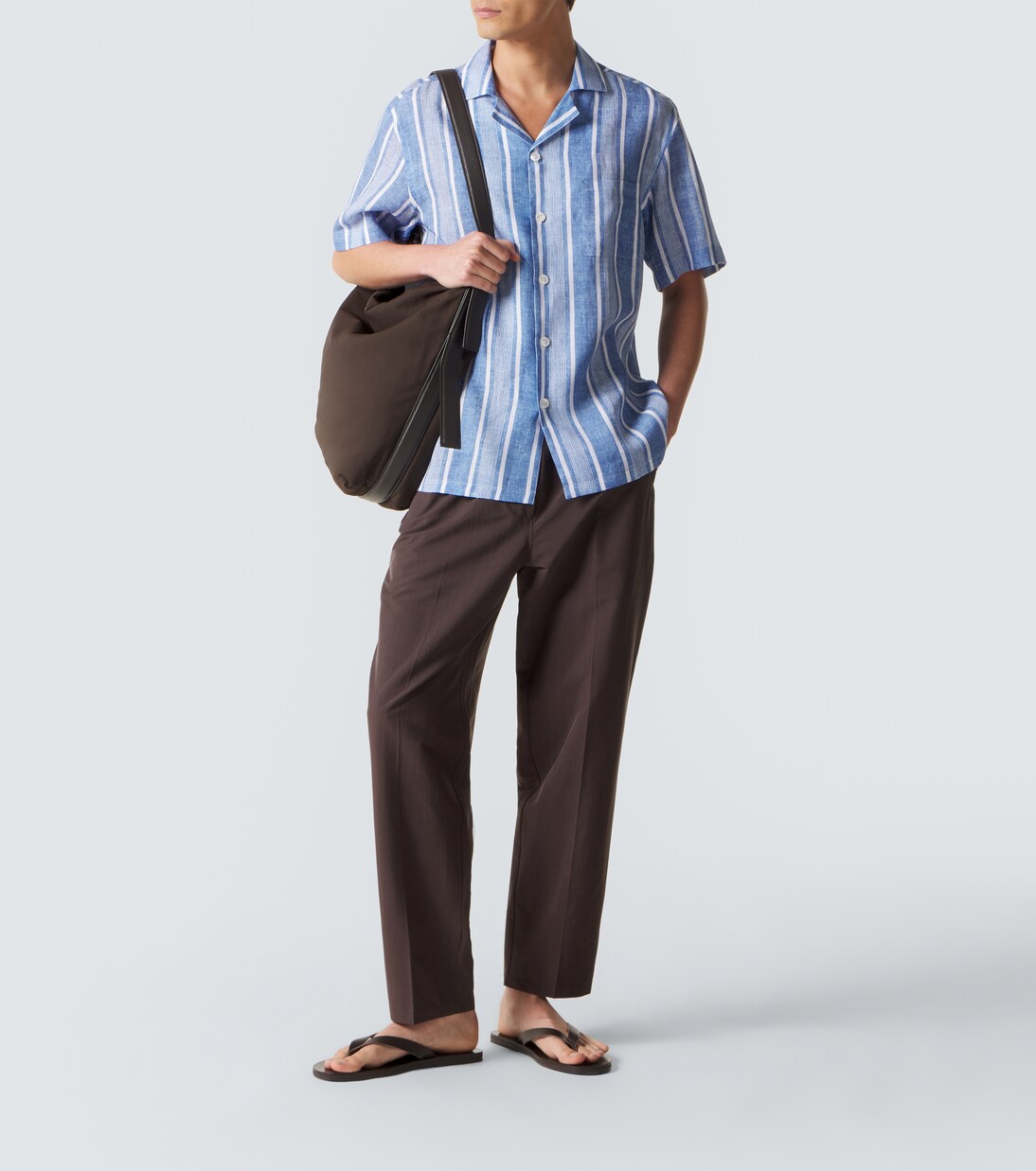 Camisa bowling de lino a rayas | Fedeli