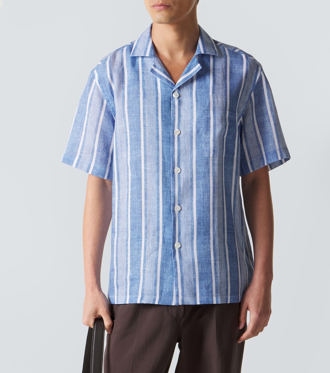 Camisa bowling de lino a rayas | Fedeli