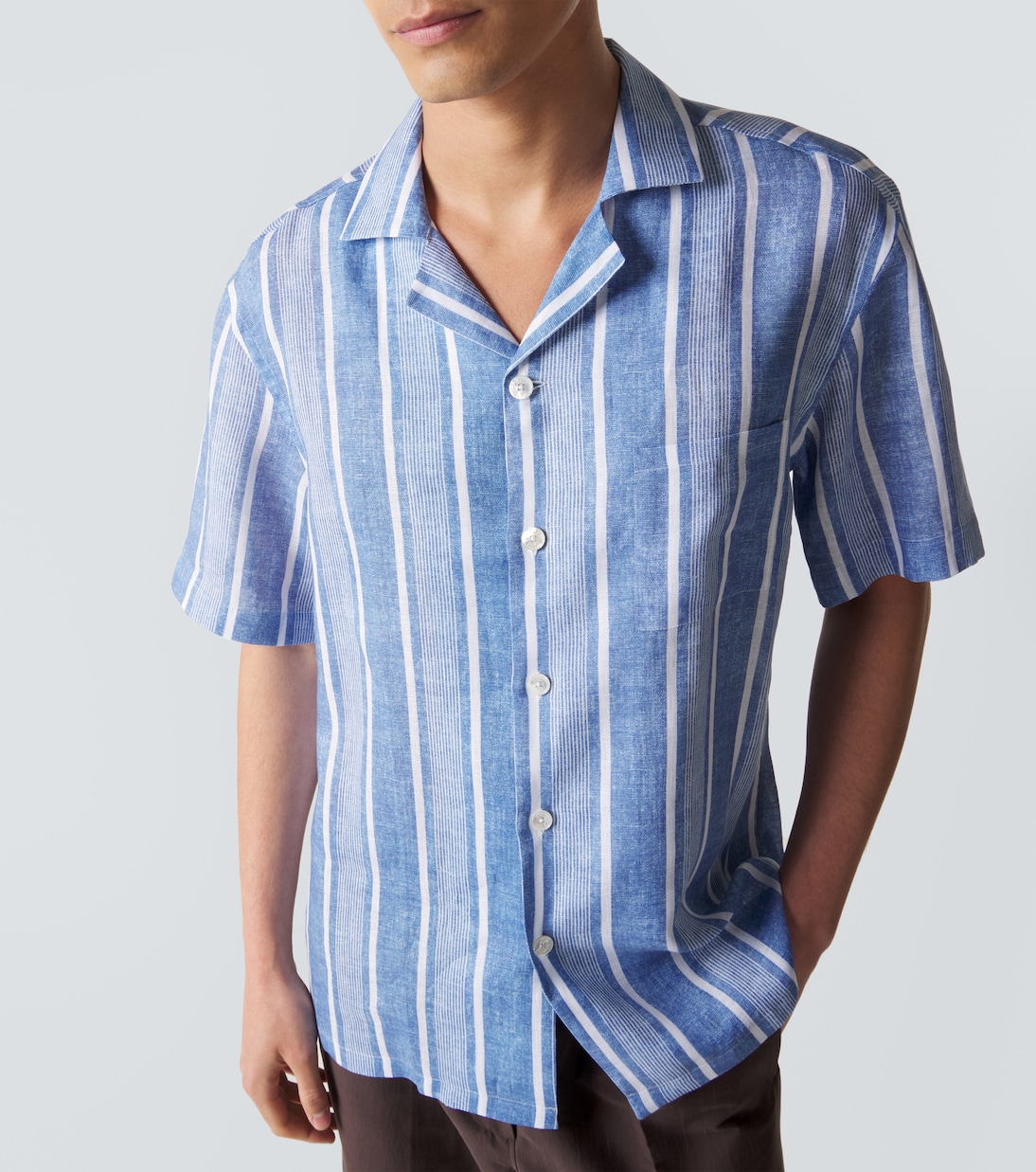 Camisa bowling de lino a rayas | Fedeli