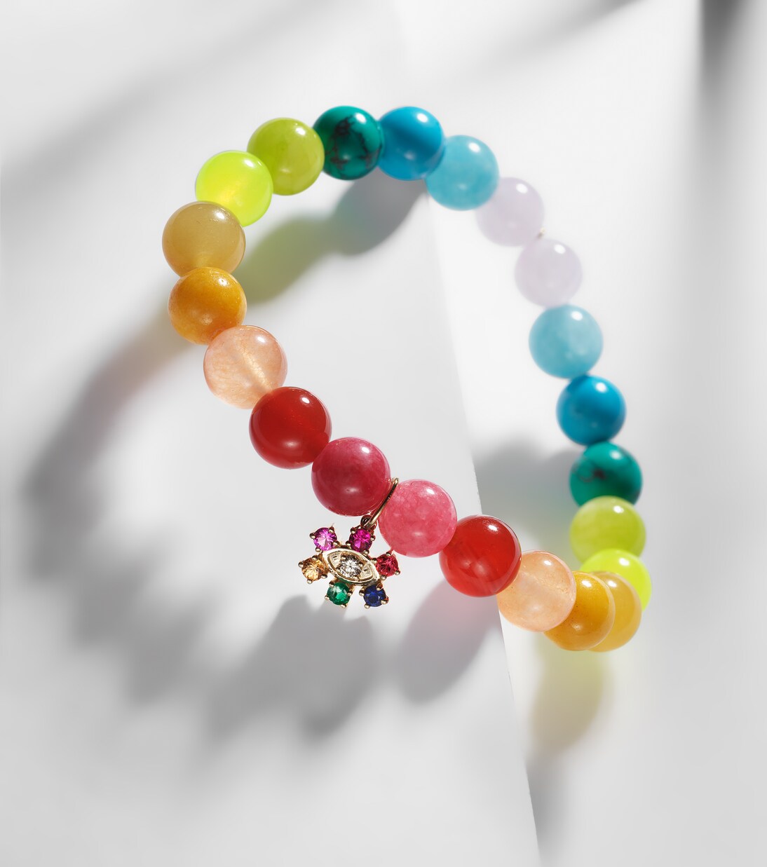 14kt gold and jade beaded bracelet with diamond | Sydney Evan