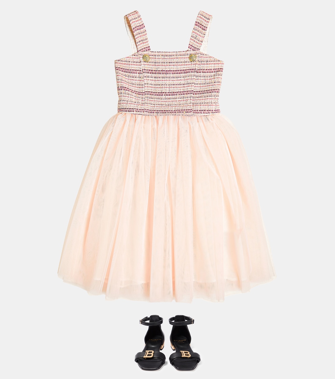 Cotton-blend tweed dress | Balmain Kids