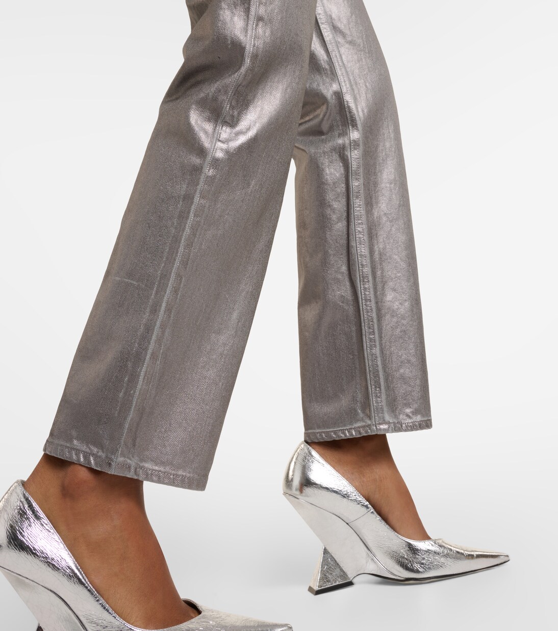 Daniela metallic high-rise straight jeans | Veronica Beard