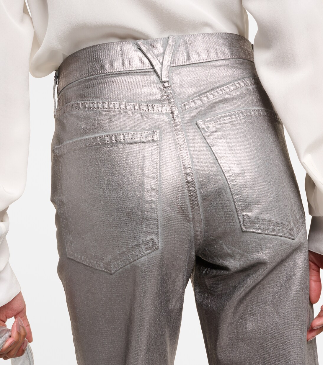 Daniela metallic high-rise straight jeans | Veronica Beard