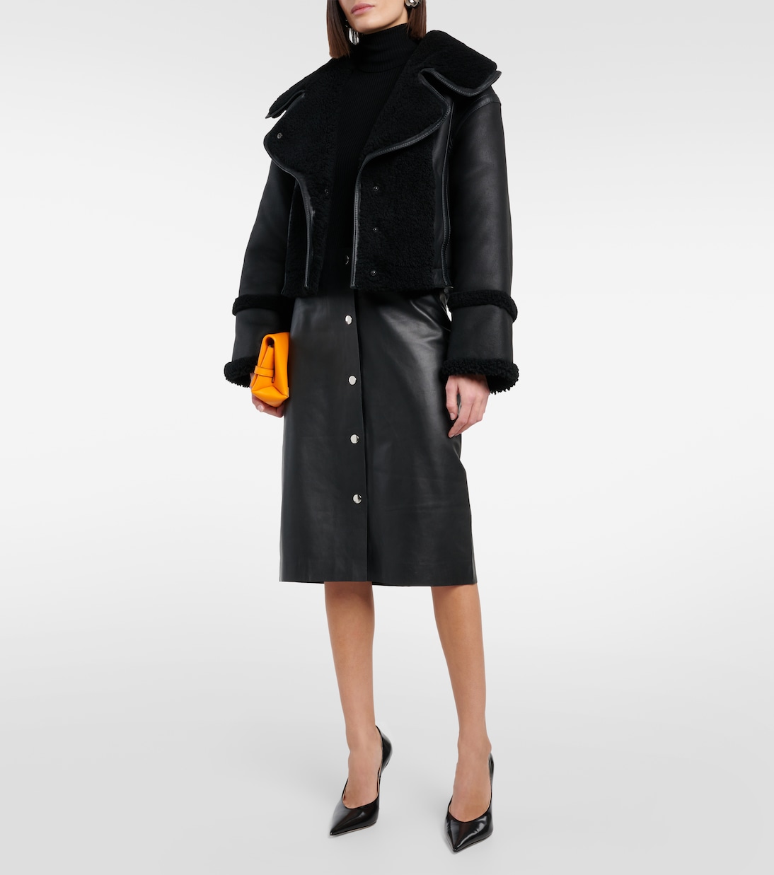 High-Rise-Midirock aus Leder | Victoria Beckham