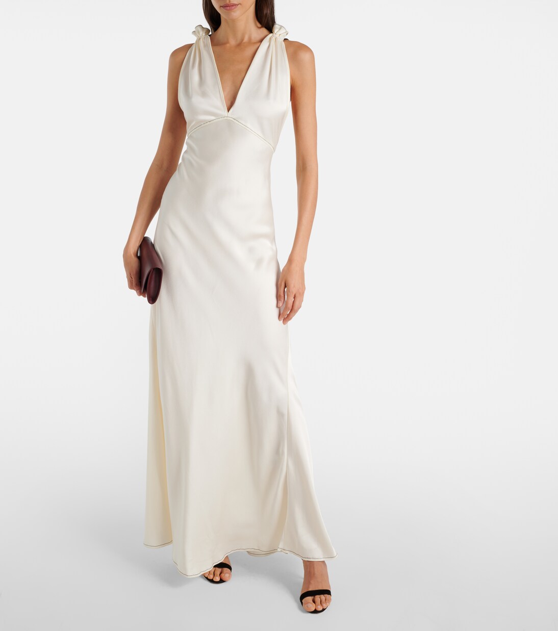 Robe longue en crêpe de satin | Victoria Beckham
