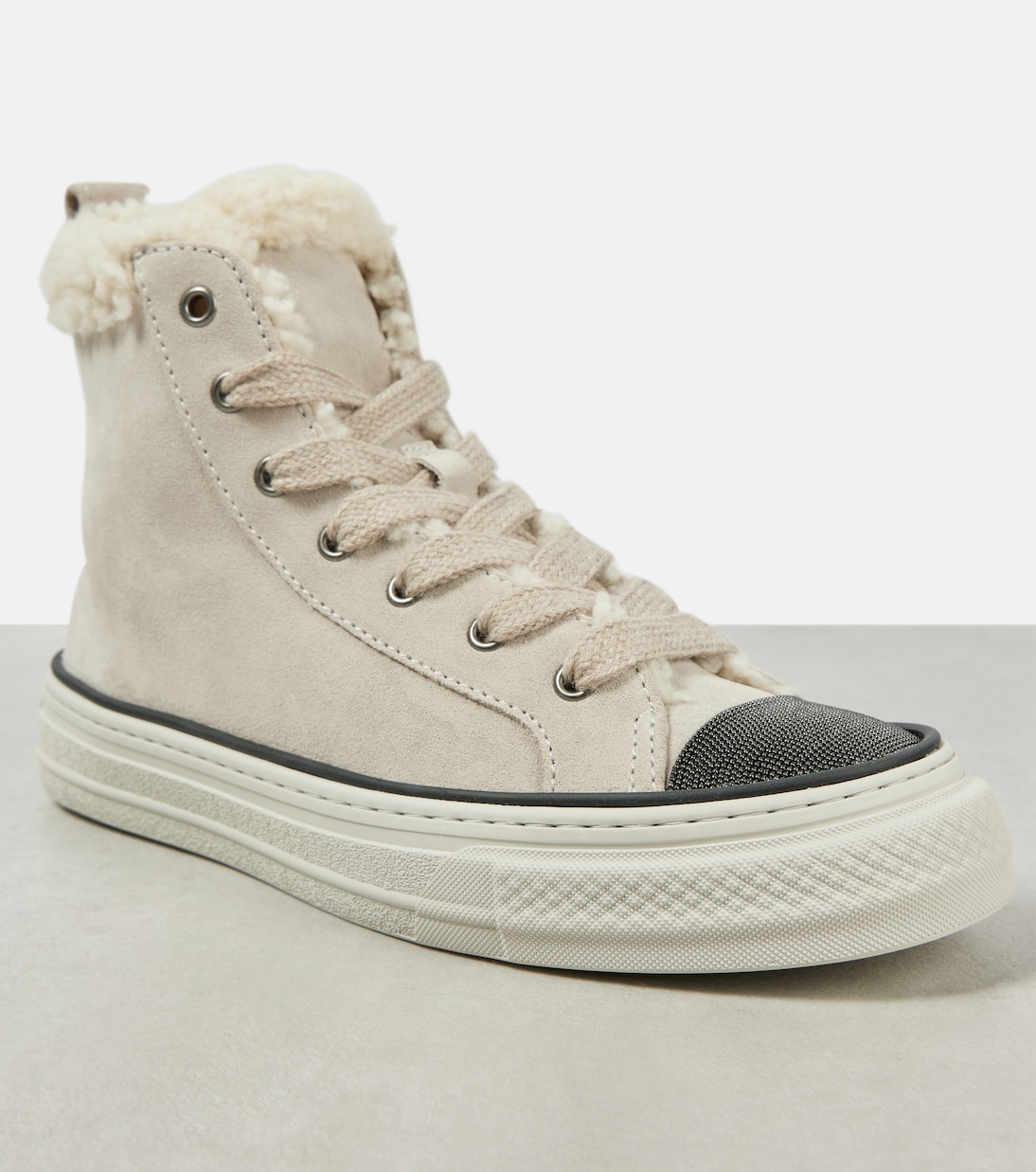 High-Top Sneakers Monili aus Veloursleder | Brunello Cucinelli