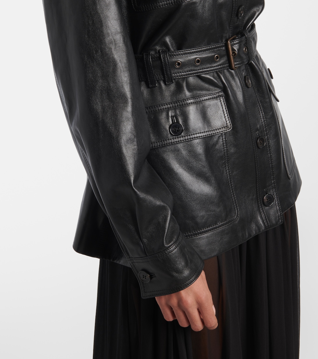 Saharienne belted leather jacket | Saint Laurent