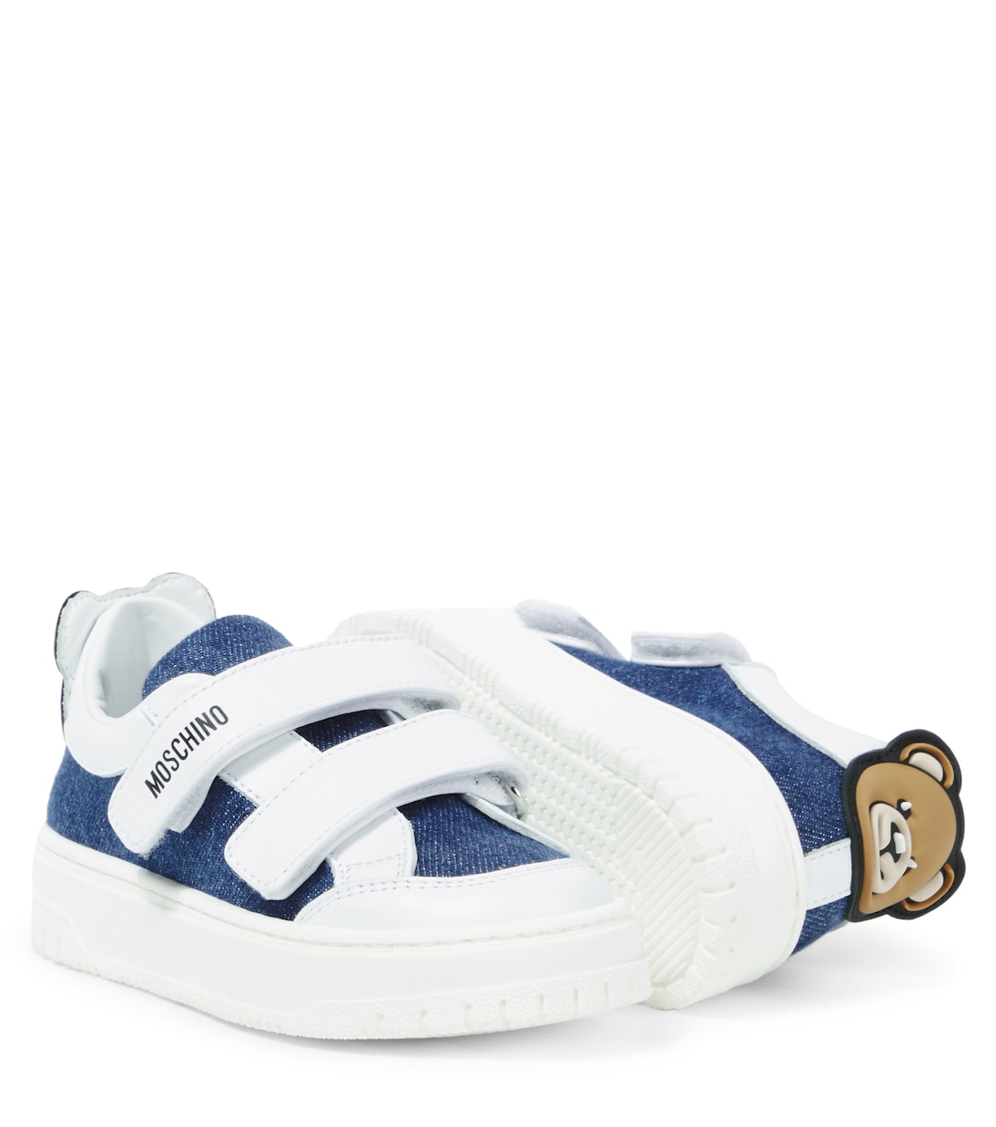 Leather-trimmed canvas sneakers | Moschino Kids