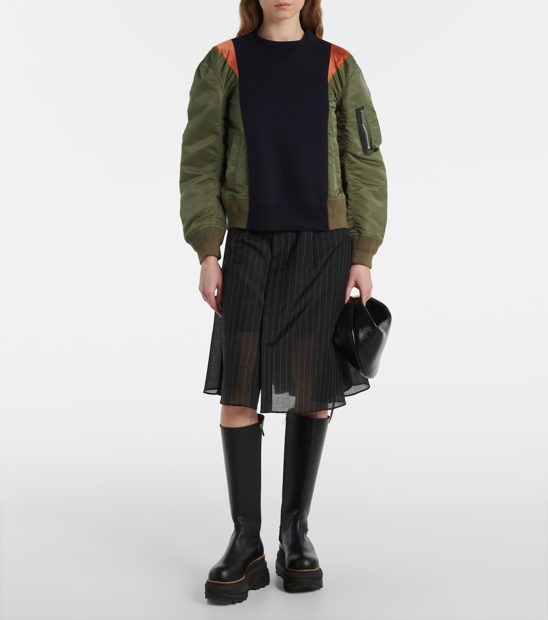 Cotton jersey and organza minidress | Sacai