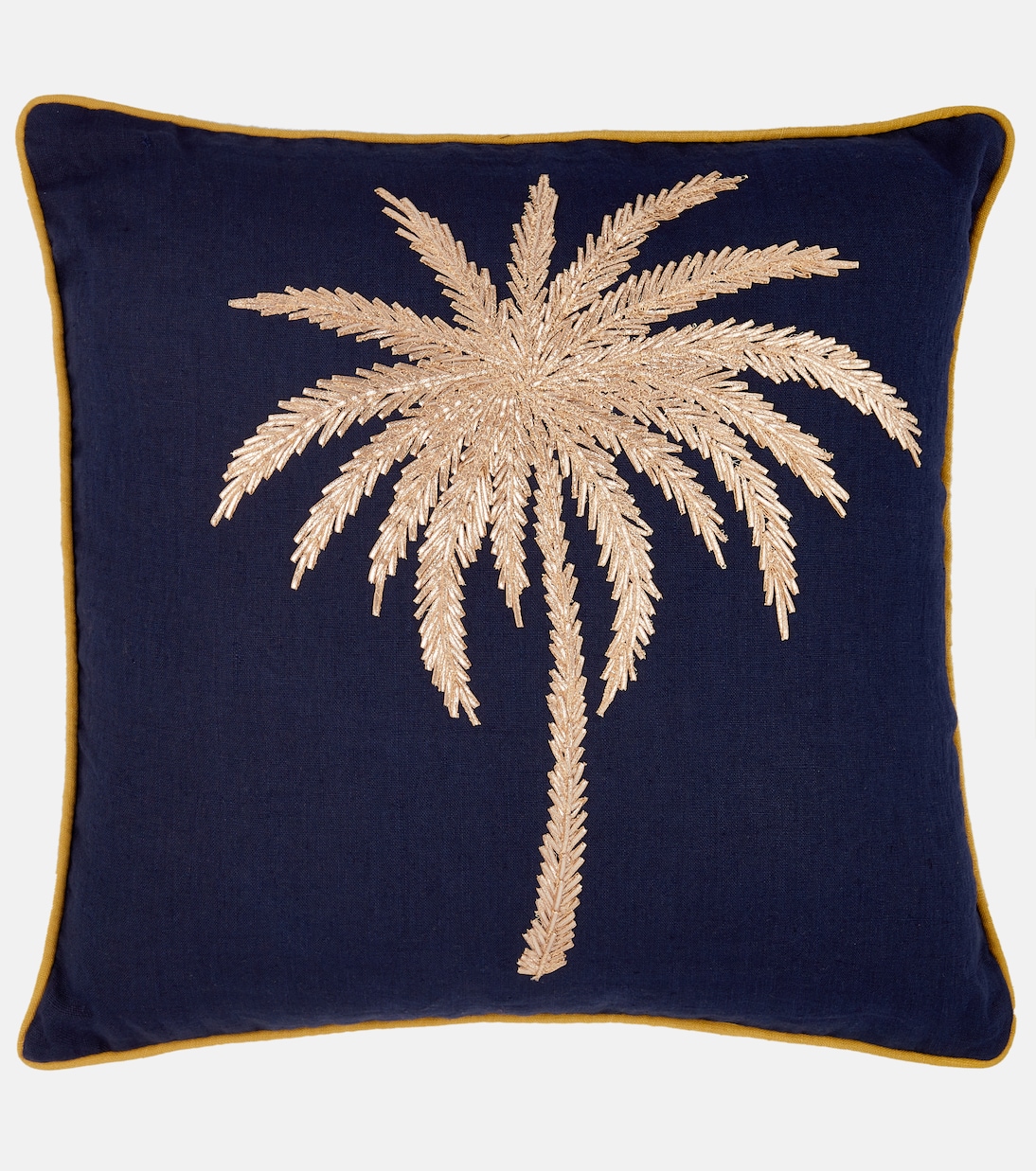 Embroidered cotton canvas cushion | Les-Ottomans