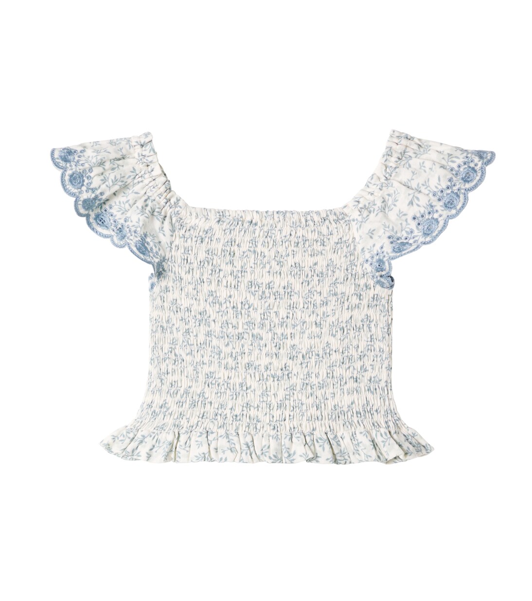 Zayla floral shirred cotton top | Rylee + Cru