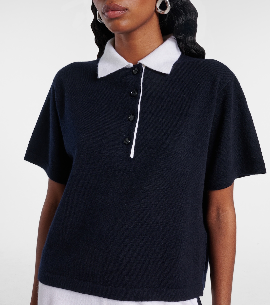 Cropped cashmere polo shirt | Jardin des Orangers