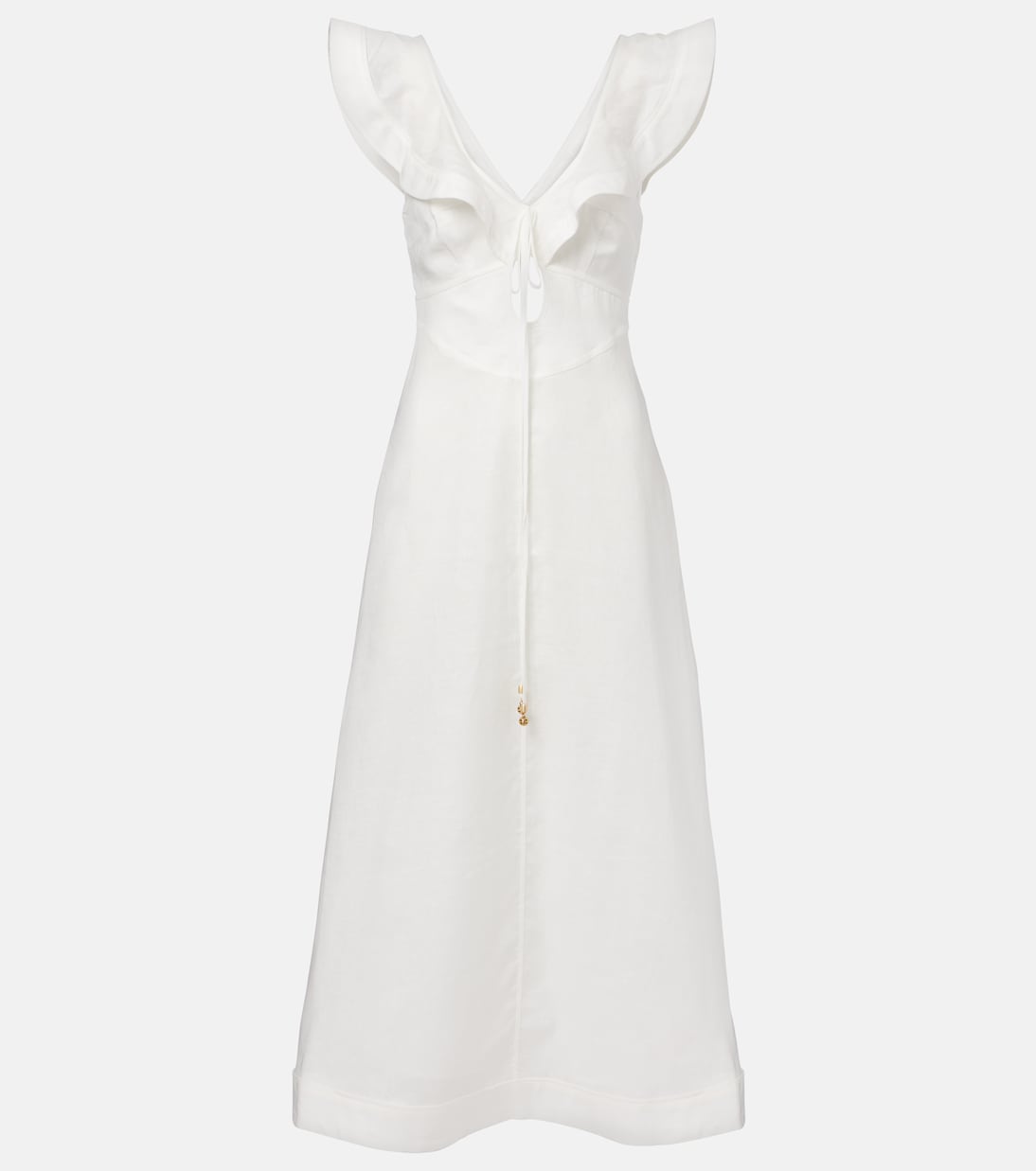 Rhiannon ruffled linen midi dress | Zimmermann
