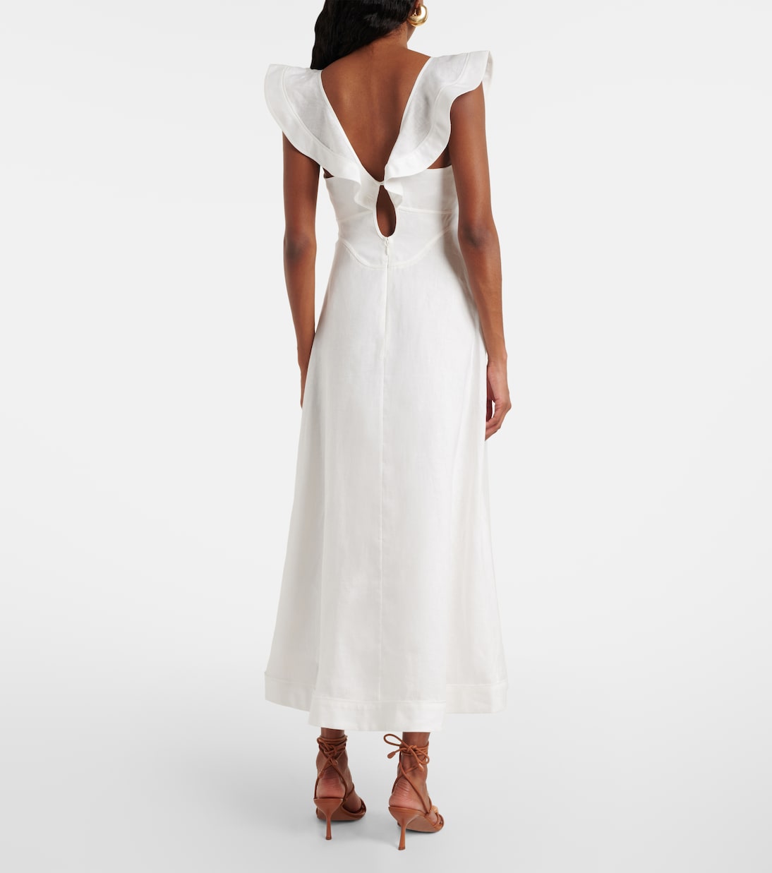 Rhiannon ruffled linen midi dress | Zimmermann