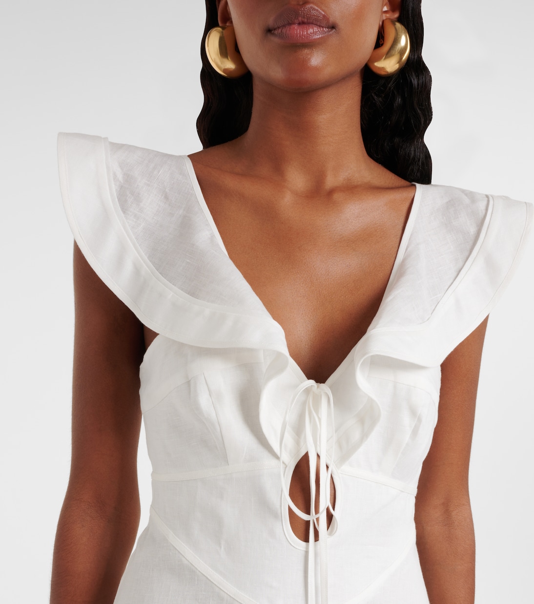 Rhiannon ruffled linen midi dress | Zimmermann