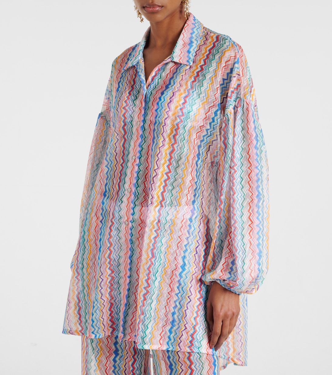 Oversize-Hemd aus Häkelstrick | Missoni