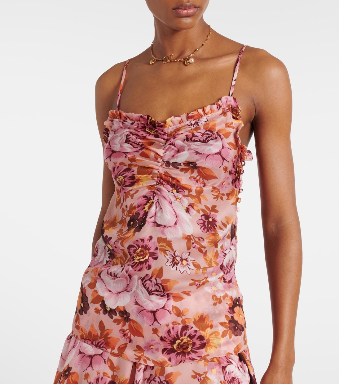 Ruched floral silk camisole | Chloé