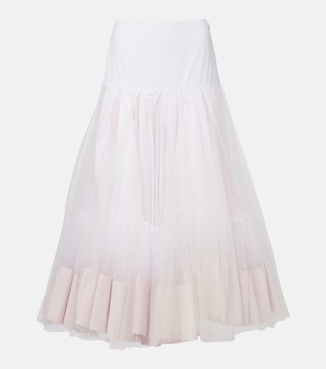 Mireio tulle-trimmed cotton poplin midi skirt | Jacquemus
