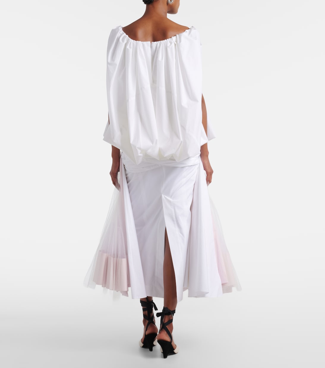 Mireio tulle-trimmed cotton poplin midi skirt | Jacquemus