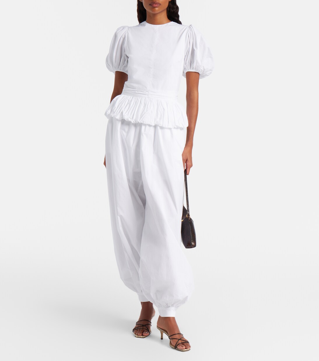 Pantalon ballon Nicola en popeline de coton à taille haute | Rotate