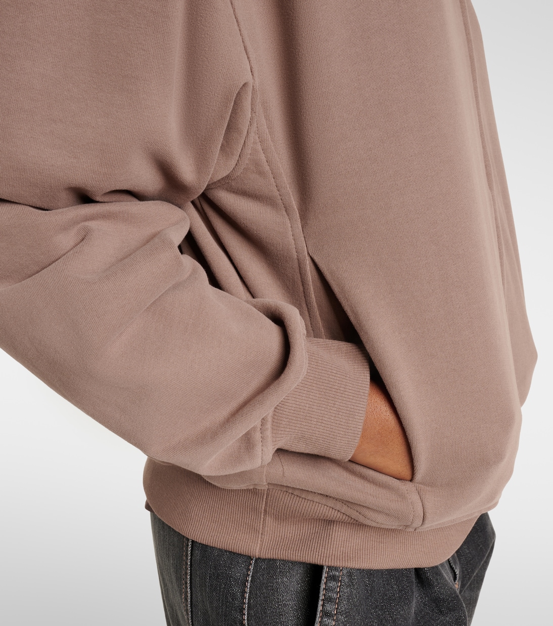 Felpa con cappuccio in jersey di cotone con zip | Brunello Cucinelli