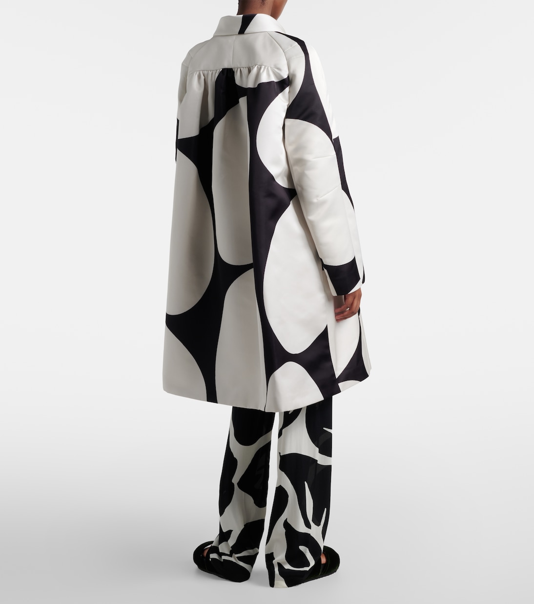 Polka-dot double-breasted satin coat | Dries Van Noten