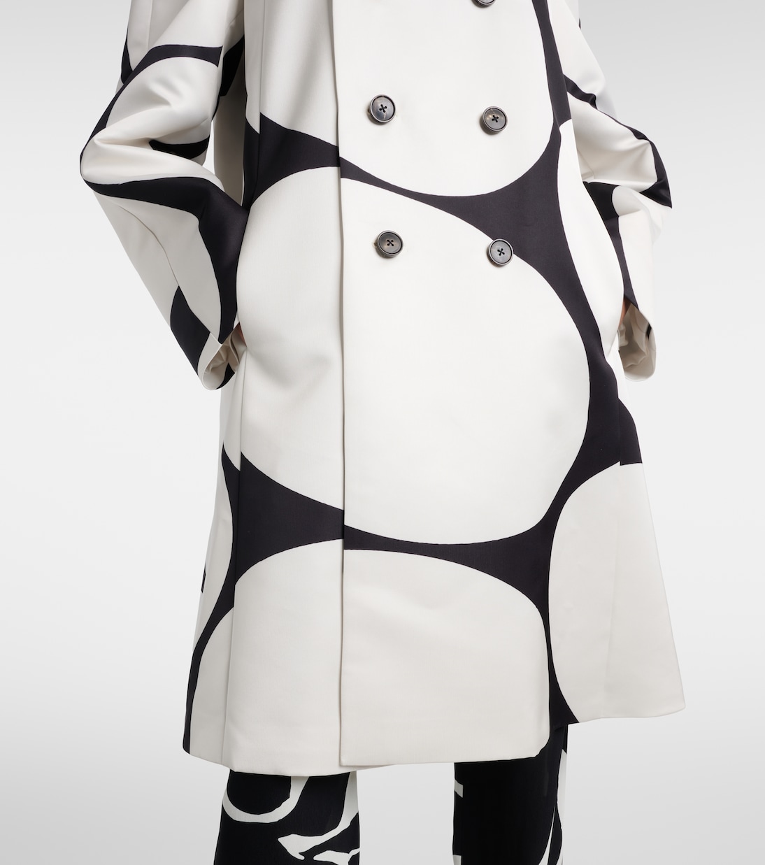 Polka-dot double-breasted satin coat | Dries Van Noten