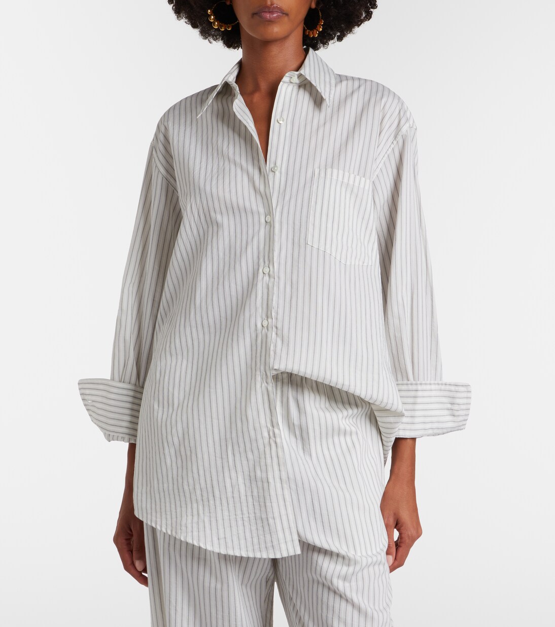 Camisa de seda y algodón a rayas | Róhe