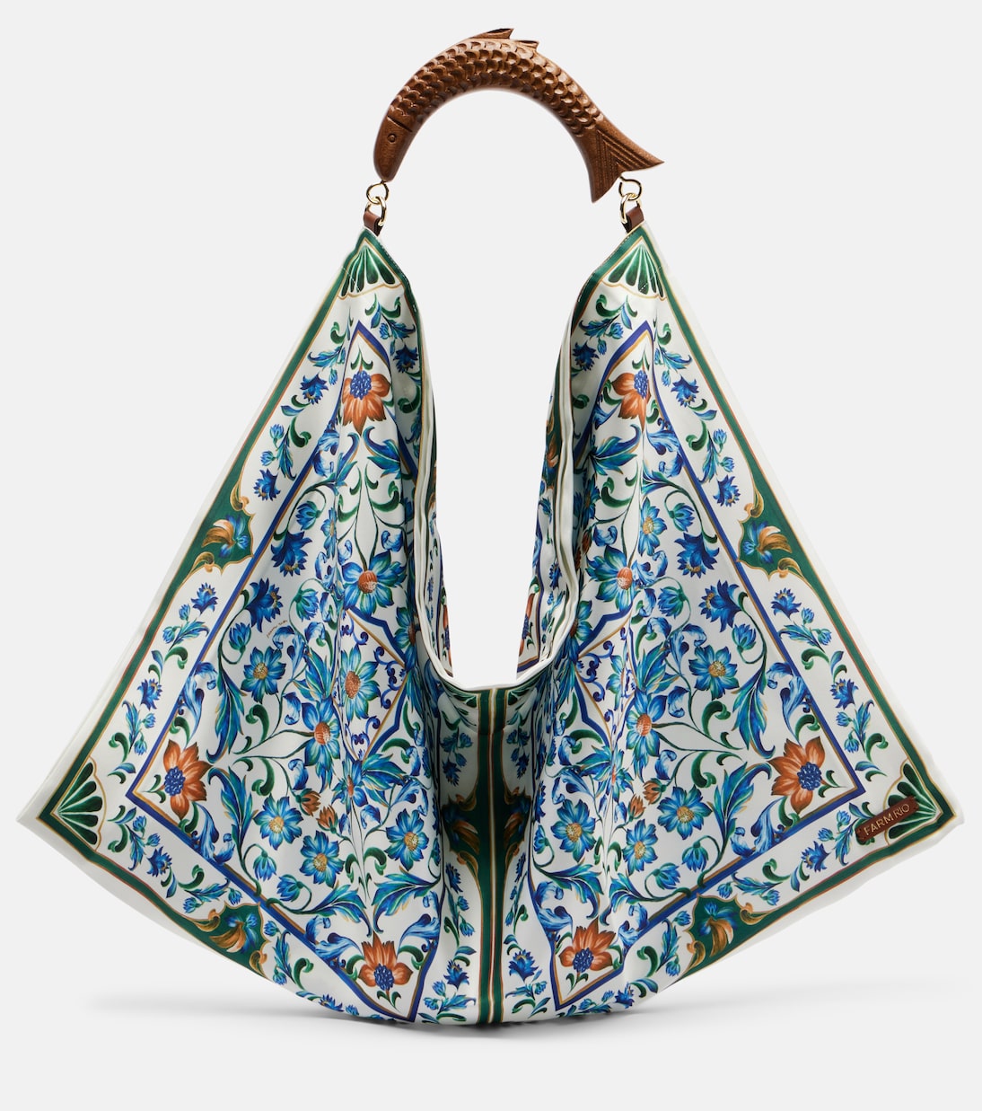 Scarf Medium floral satin tote bag | Farm Rio
