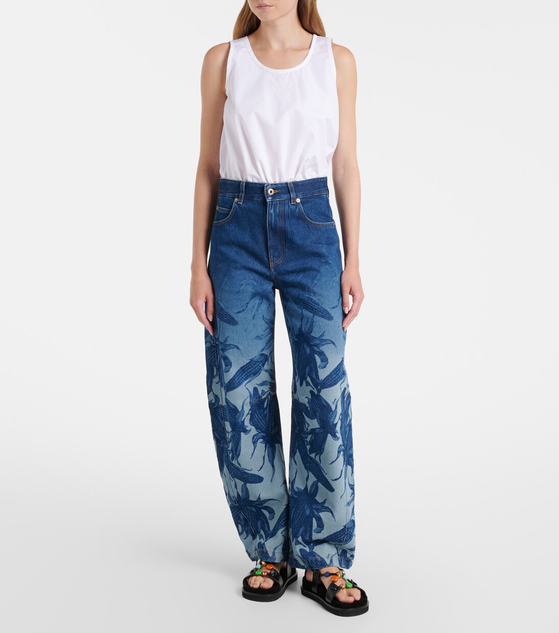 Paula's Ibiza printed barrel-leg jeans | Loewe