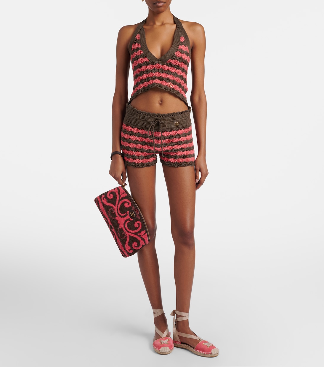 Striped knitted cotton shorts | Valentino
