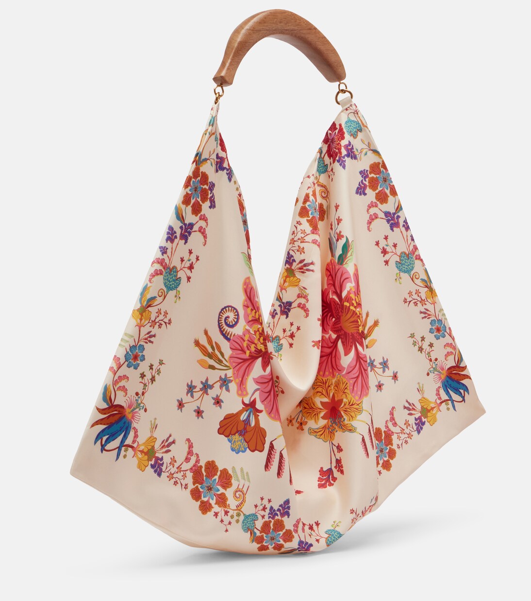 Scarf Medium floral satin tote bag | Farm Rio