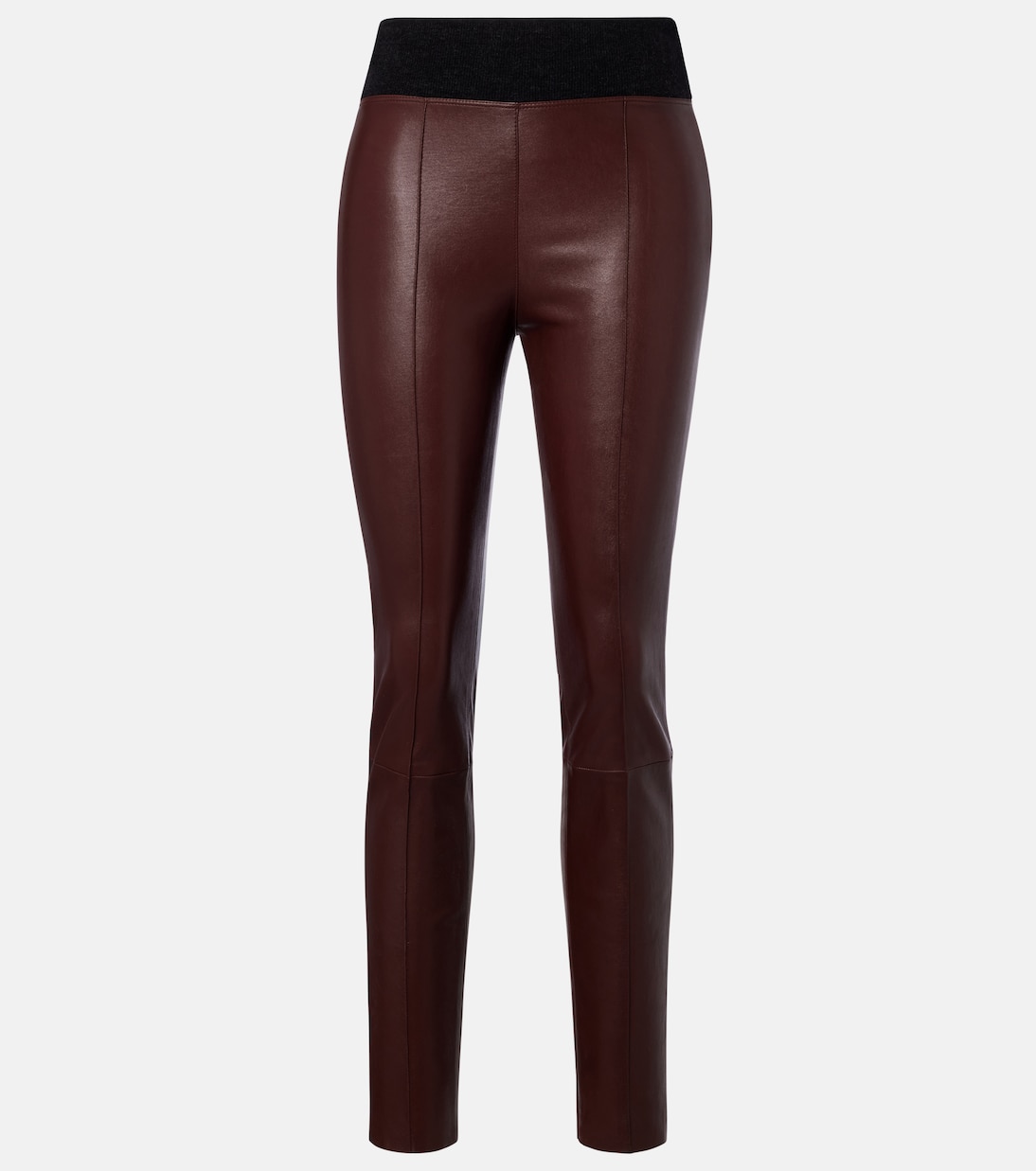 Pantalones slim de piel con lana | Brunello Cucinelli