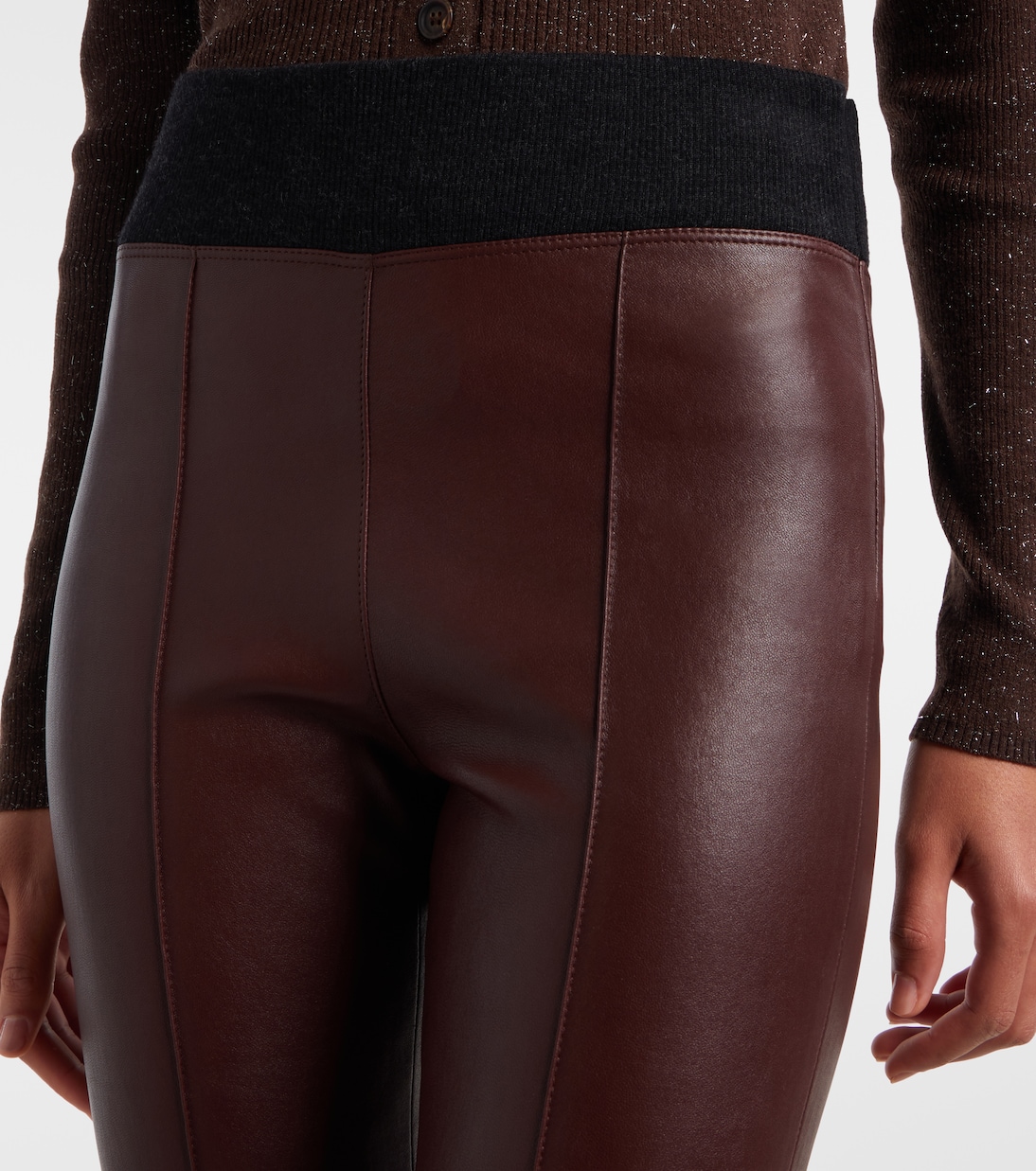 Pantalones slim de piel con lana | Brunello Cucinelli