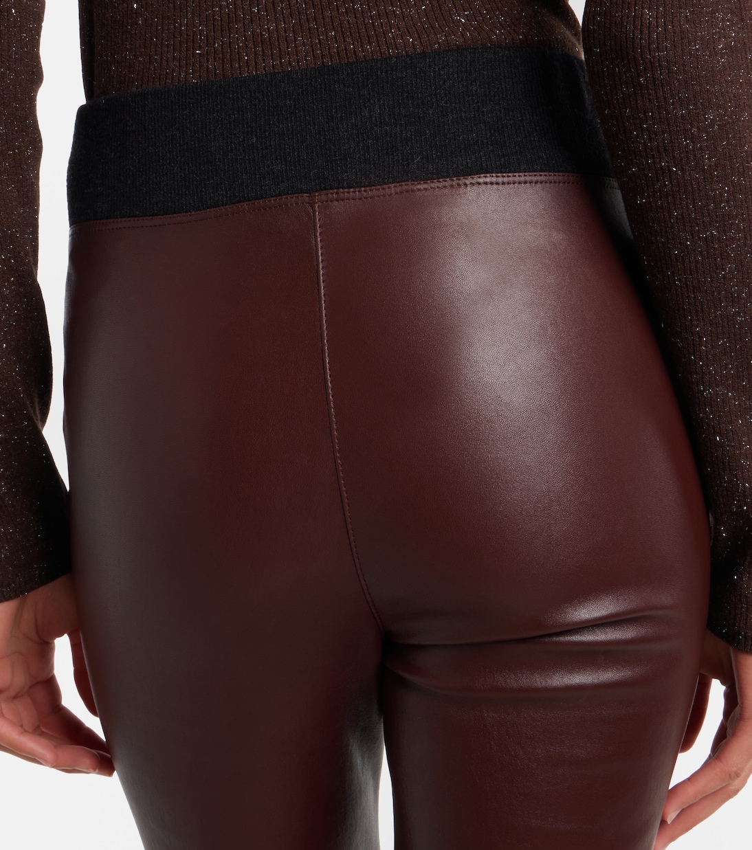Pantalones slim de piel con lana | Brunello Cucinelli