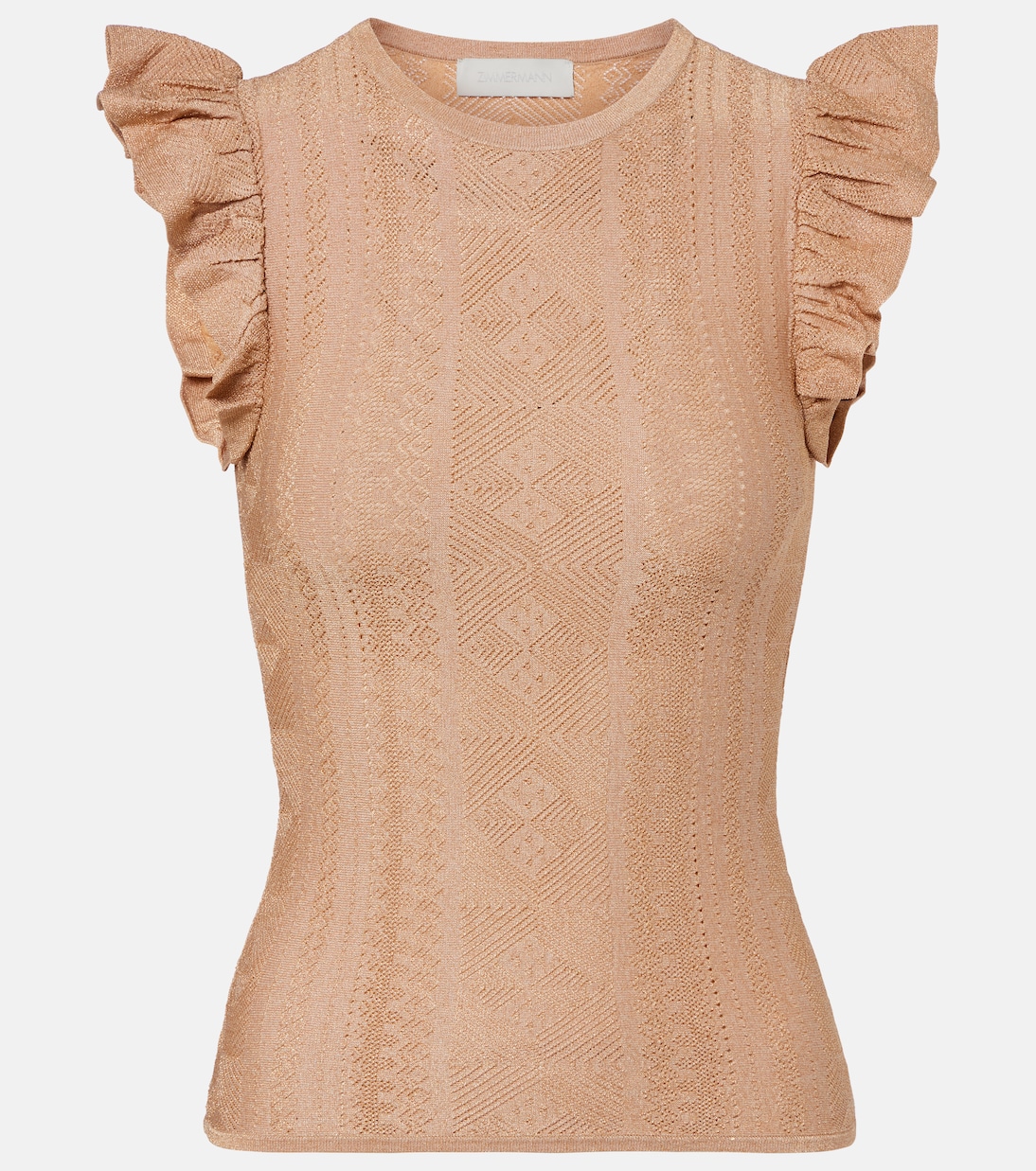 Aster ruffled pointelle lamé top | Zimmermann