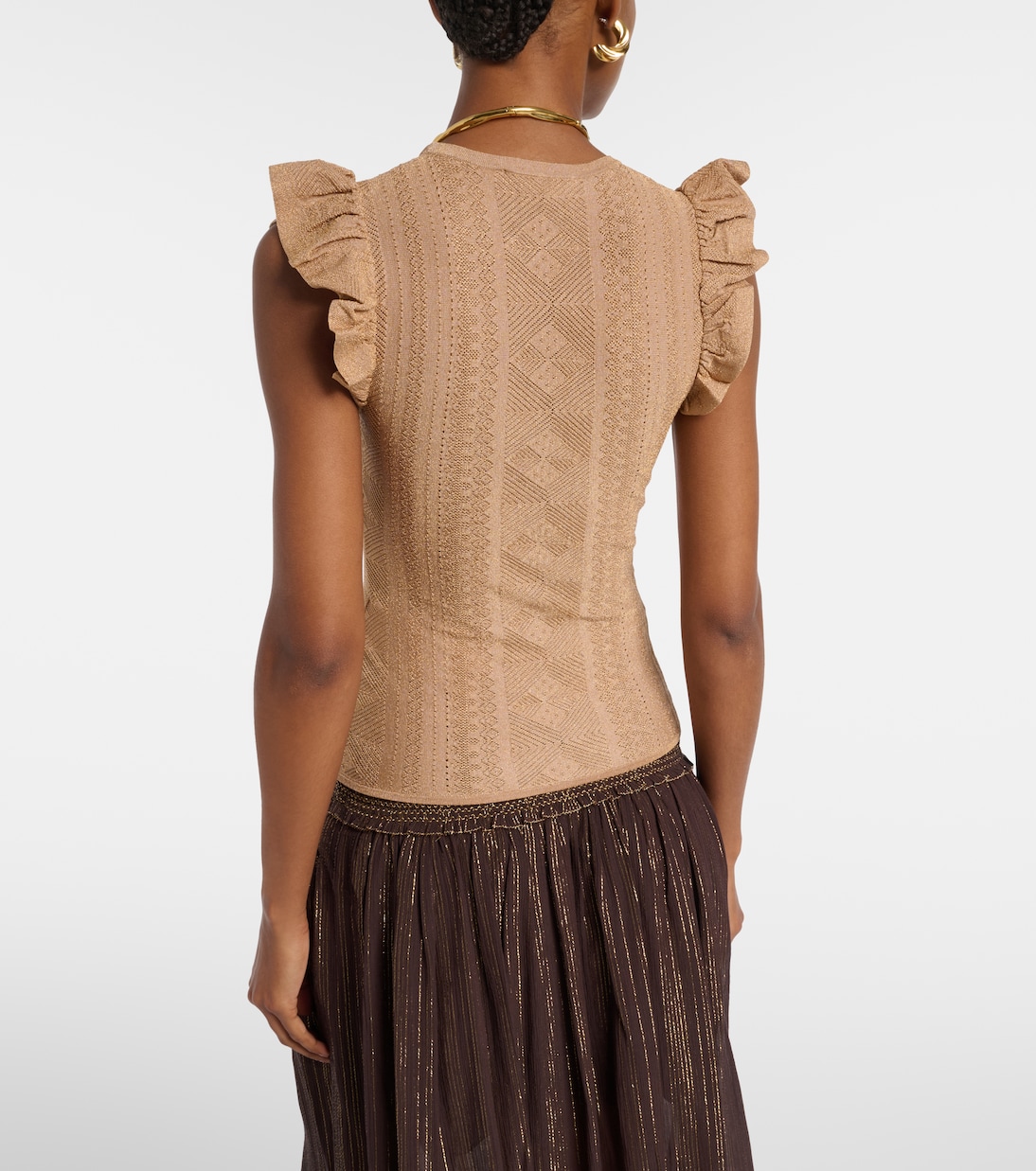 Aster ruffled pointelle lamé top | Zimmermann