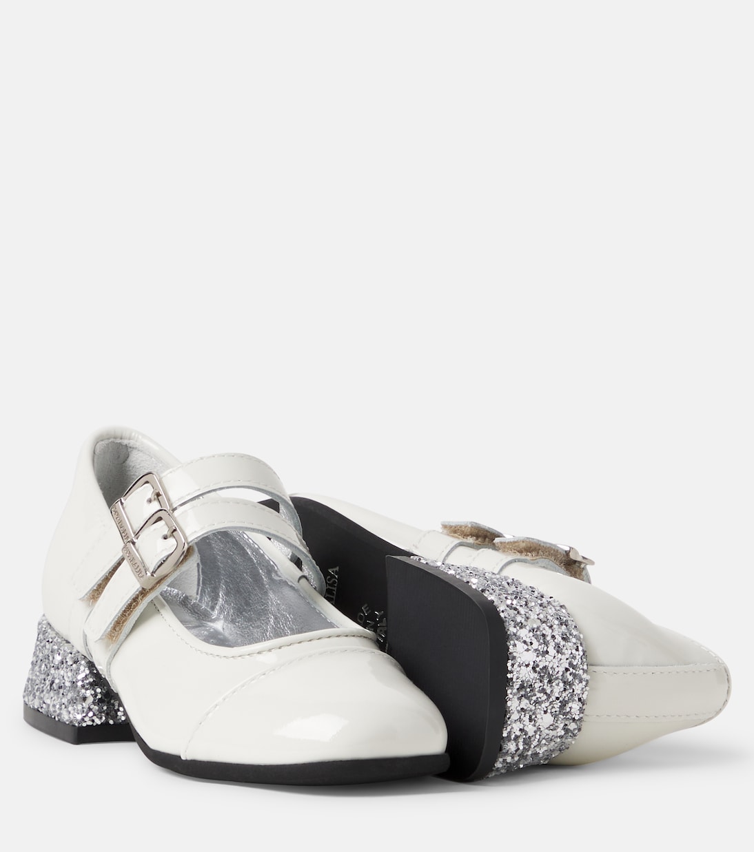 Ballerines Mary Jane en cuir verni à paillettes | Monnalisa