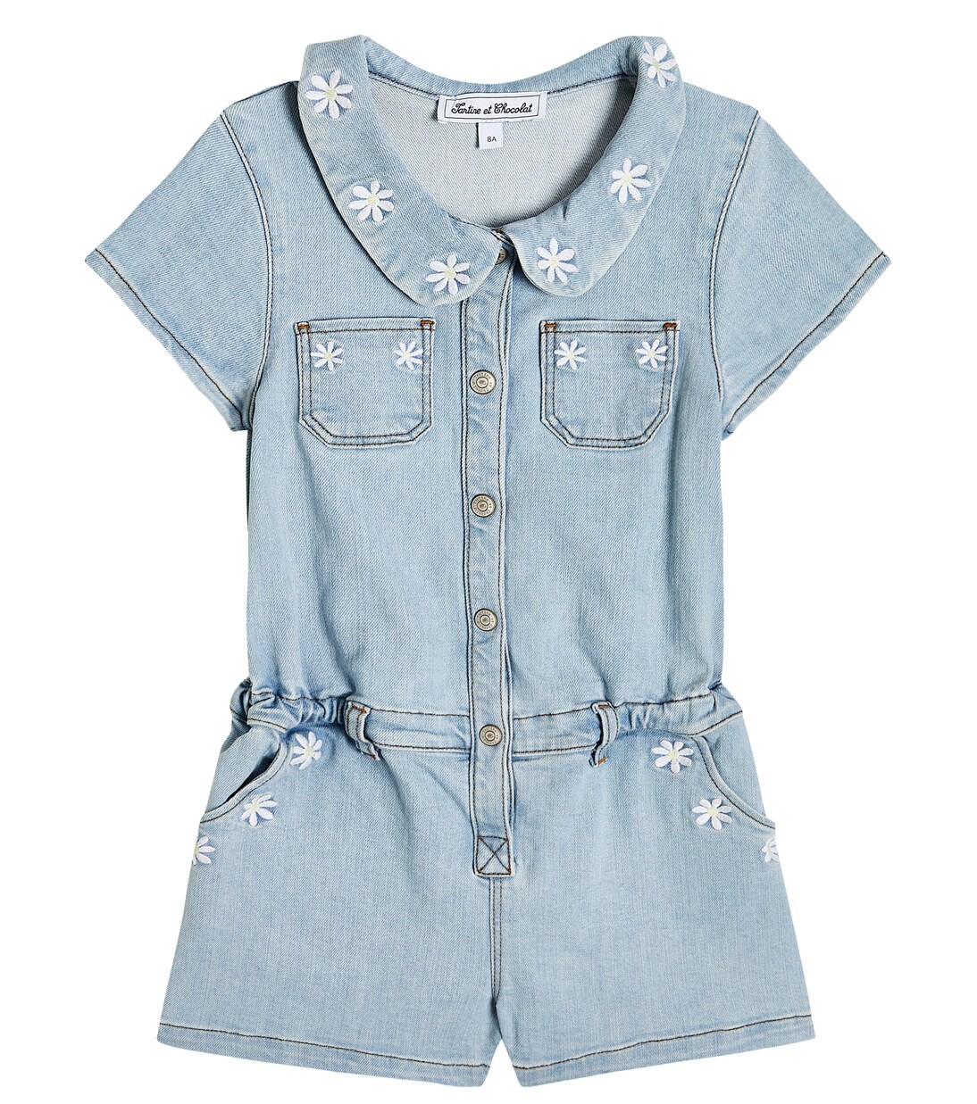 Embroidered denim playsuit | Tartine et Chocolat