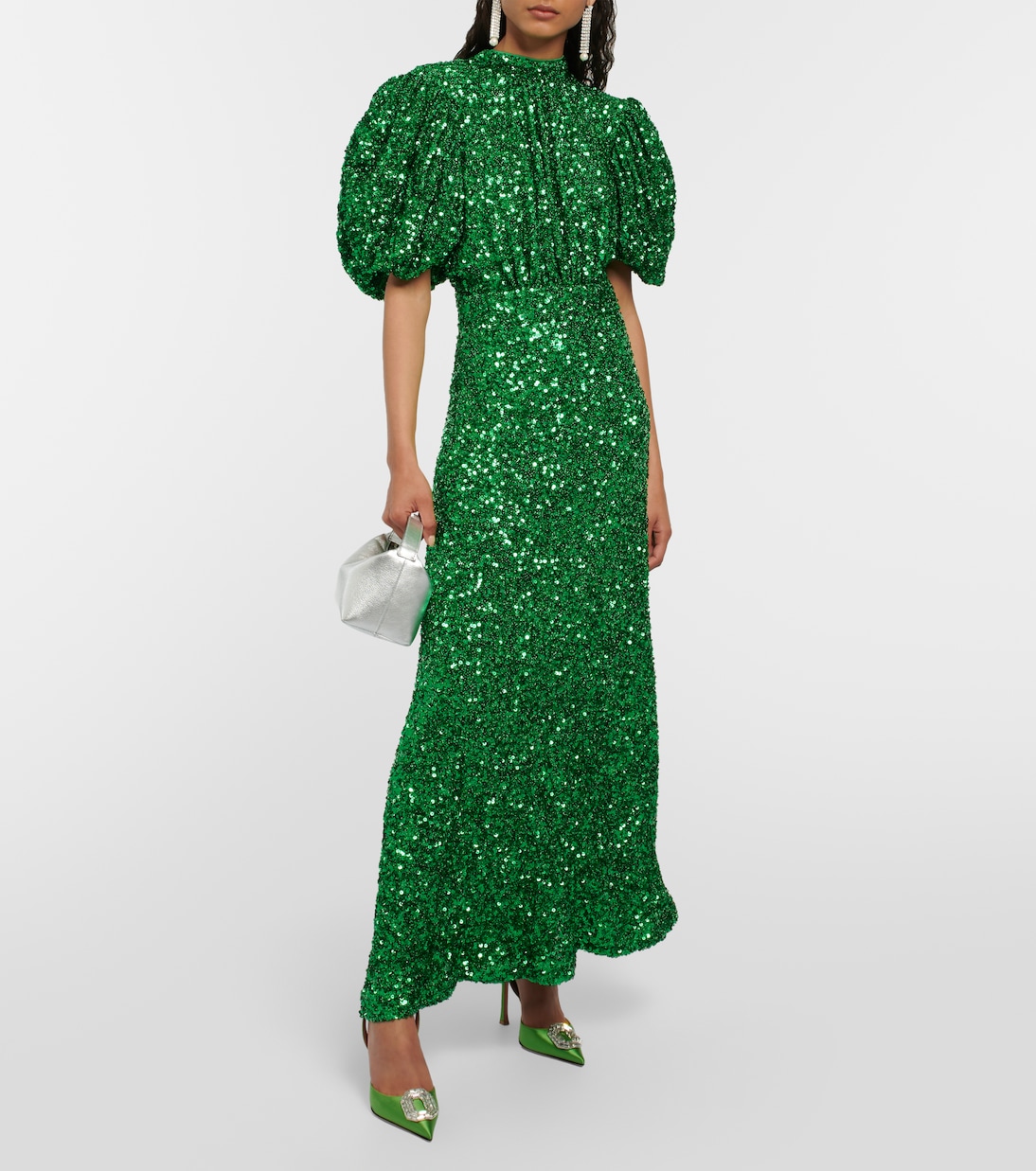 Sequined puff-sleeve maxi dress | Rotate